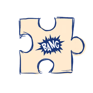 Rysowany puzzel z napisem BANG
